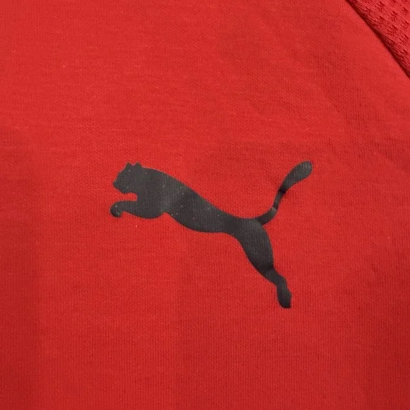 Puma Crewneck Sweatshirt XXL Red Athletic Training Pullover Textured Mesh Panels - Picture 3 of 9